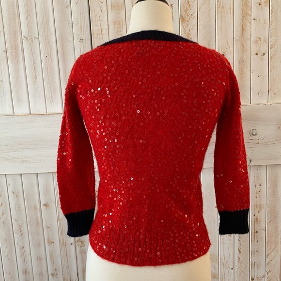 J.Crew red sparkly three-quarter sleeve sweater size XXS - Picture 3 of 4